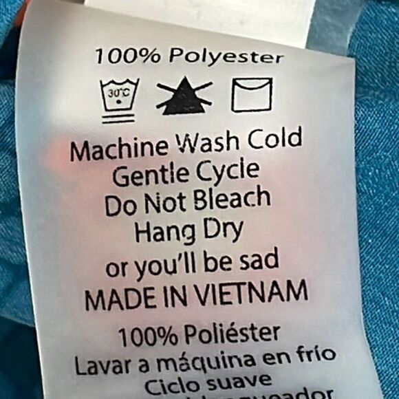 LuLaRoe Joy blue & orange print long sleeveless duster open vest M - Picture 10 of 10